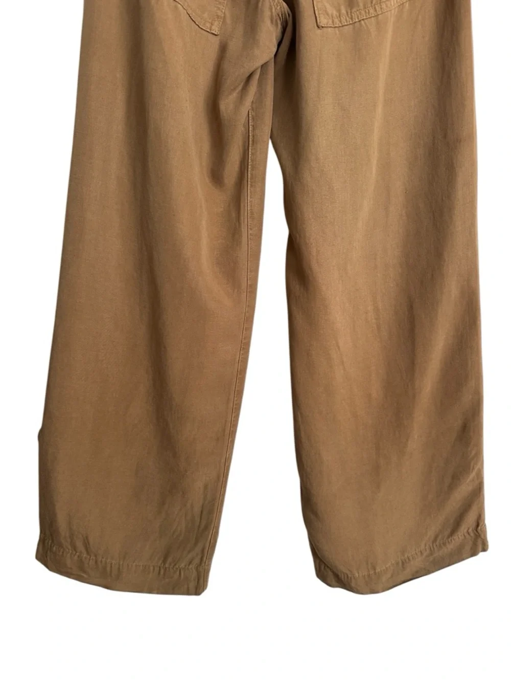 ZARA Fluid Utility Pants S Brown Lyocell Linen Wide Leg Minimalist Quiet Luxury